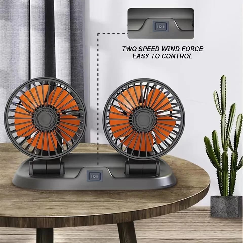 12v Car Dashboard cooling fan, dual head fan 360 degree rotation Fan for Cars (free shipping)